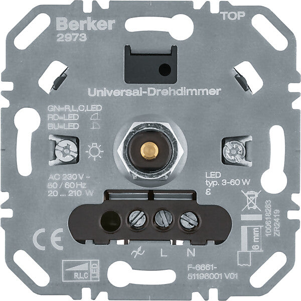 Hager/Berk Uni-Drehdimmer (R,L,C,LED) Lichtsteuerung 2973